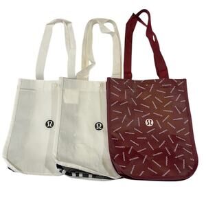 Lululemon Women's Small Tote Bags, (2)White / (1) Burgundy